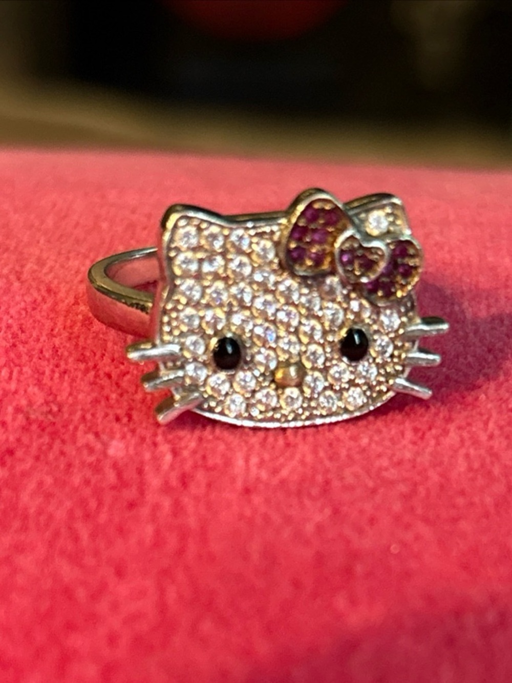 Hello Kitty Crystal Face Ring with Pink Bow